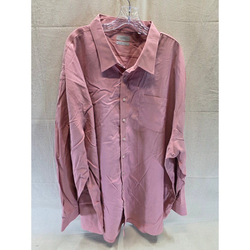 Enro Mens Non-Iron Cotton Dress Shirt Mauve Pink Long Sleeve Size 22 38-39